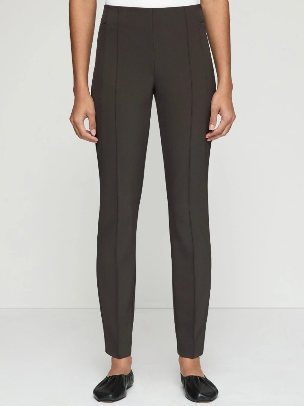 Lafayette 148 Gramercy Techno Fabric Black Stretch Pants 12